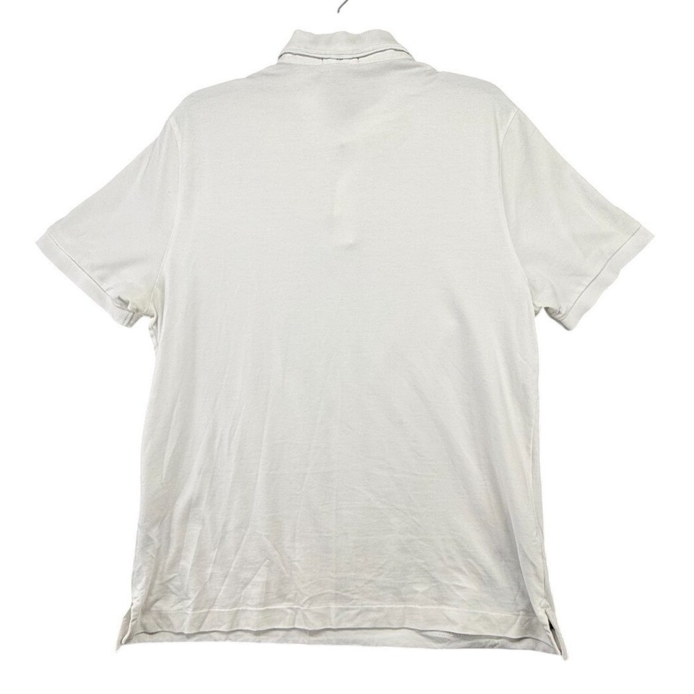 BAOBAB Mens Large White Pima Cotton Polo Shirt Modern Zipper Placket - Picture 8 of 8